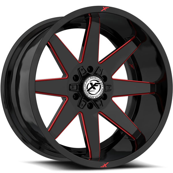 XF Off-Road XF-236 Gloss Black with Red Milled Spokes Center Cap