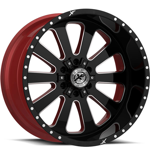 XF Off-Road XFX-302 Gloss Black with Red Milled Spokes and Red Inner Center Cap