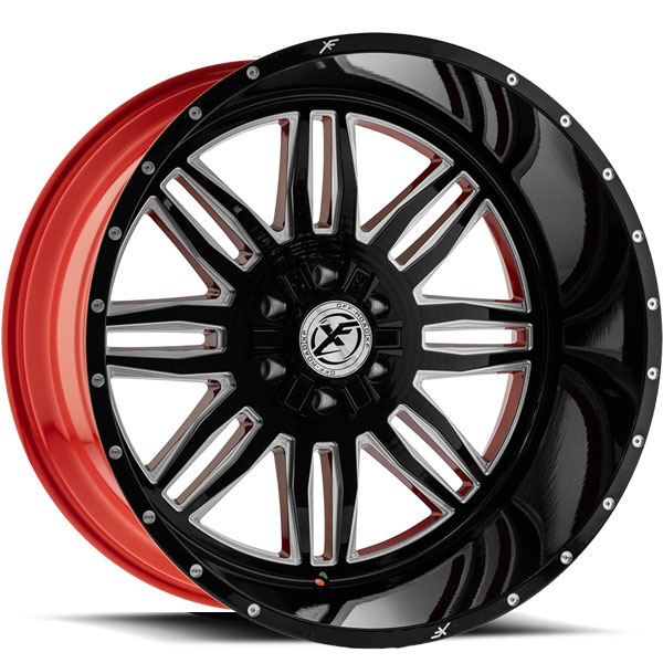 XF Off-Road XFX-303 Gloss Black with Red Milled Spokes and Red Inner Center Cap