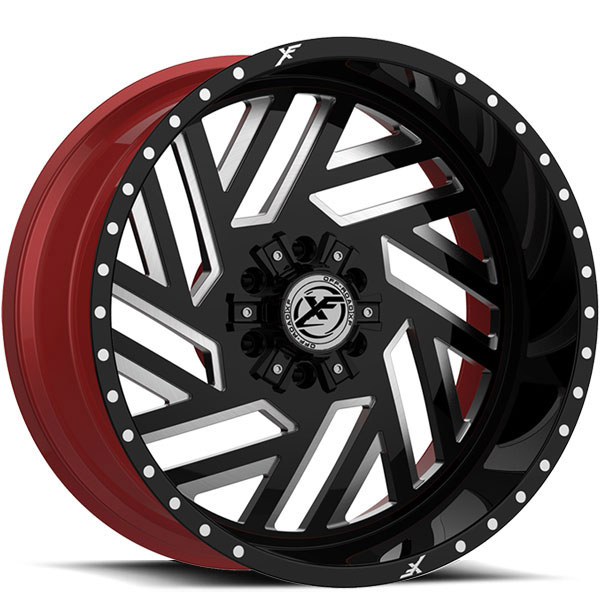 XF Off-Road XFX-304 Gloss Black with Red Milled Spokes and Red Inner Center Cap