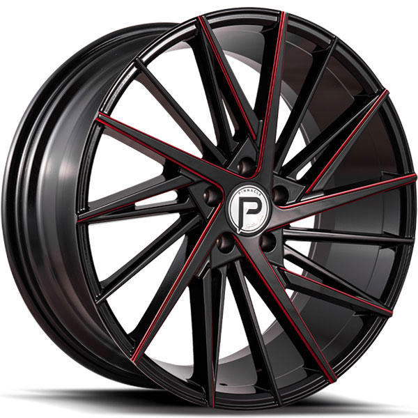 Pinnacle P208 Snazzy Gloss Black with Red Milled Spokes