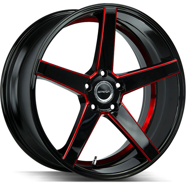 Strada Perfetto Gloss Black with Candy Red Milled Spokes